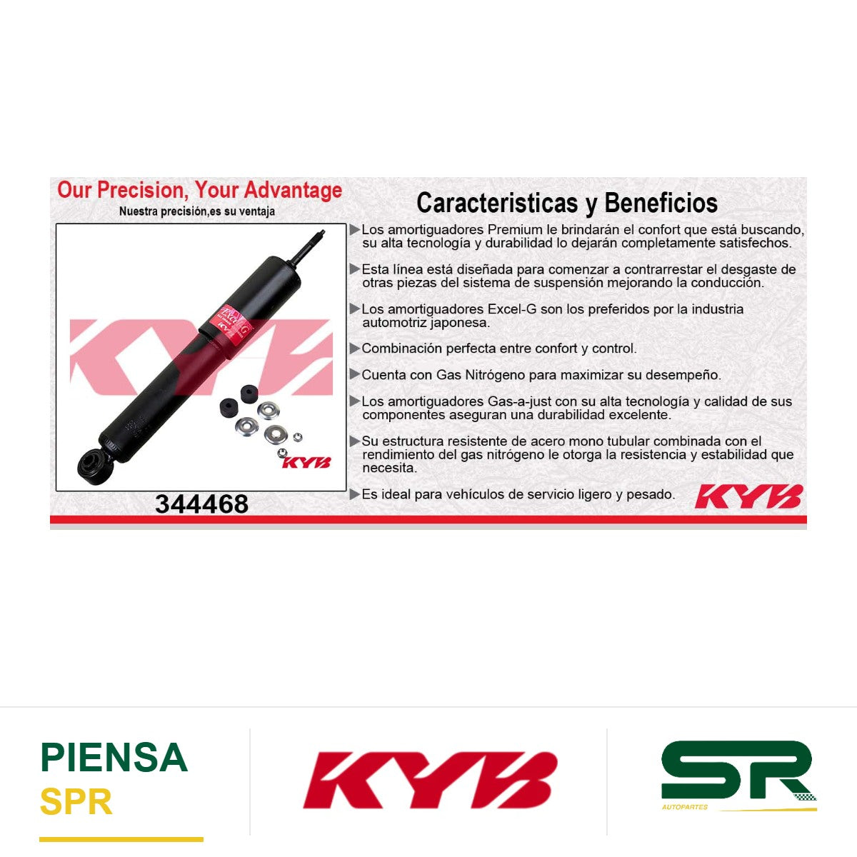 AMORTIGUADOR DELANTERO GAS EXCEL-G NISSAN. DELANTERAIER SOLO PARA MOTOR DE 4 CILINDROS 2WD (2003-2004) KYB