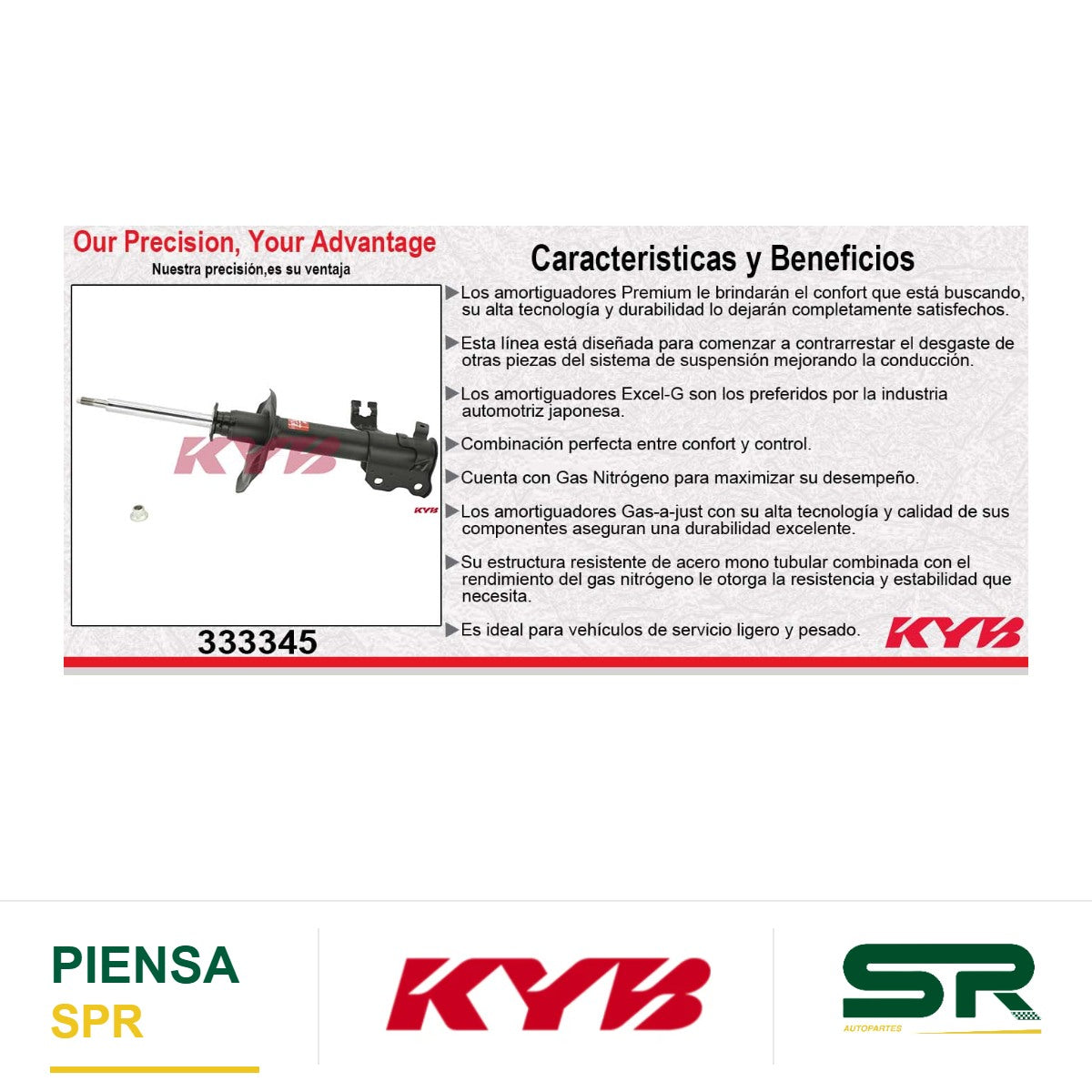 AMORTIGUADOR DELANTERO IZQUIERDO GAS EXCEL-G NISSAN SENTRA (HS) (2001-2006) KYB