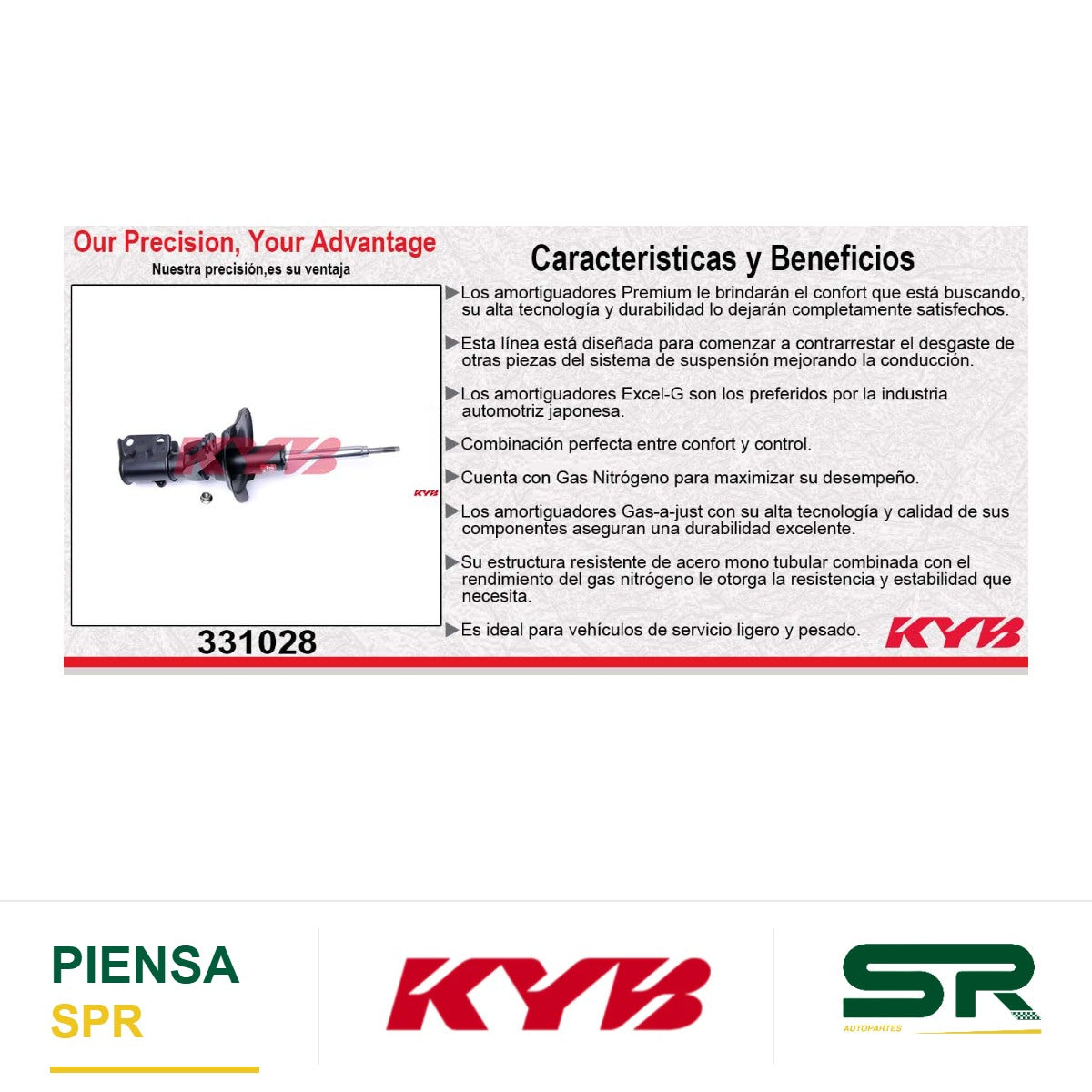 AMORTIGUADOR DELANTERO IZQUIERDO GAS EXCEL-G HONDA CIVIC L4 (2003-2005) KYB