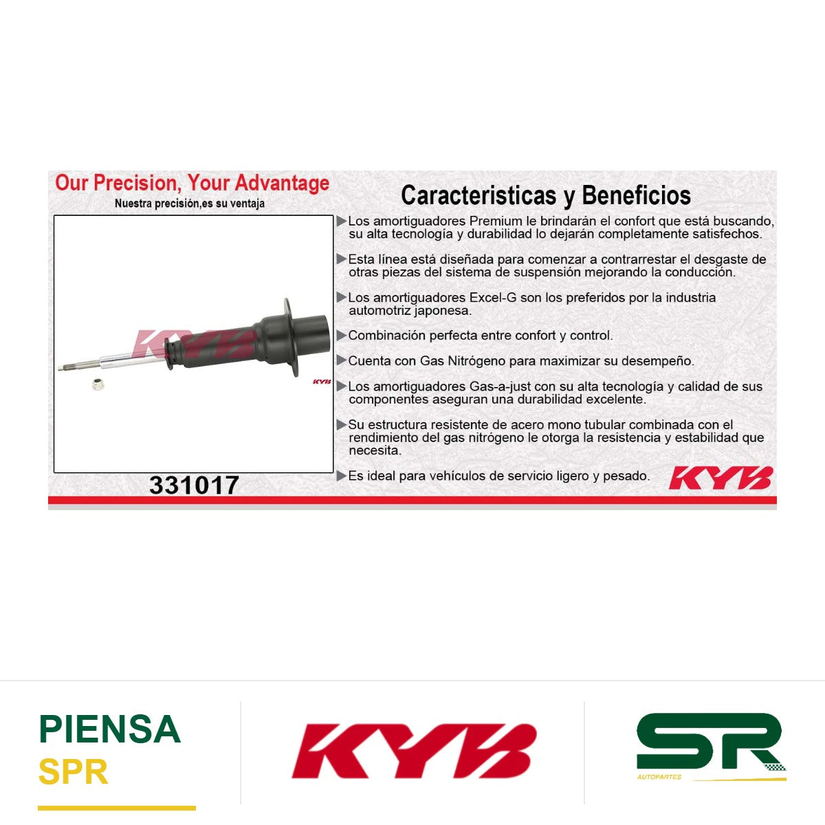 AMORTIGUADOR GAS EXCEL-G DELANT. DODGE NITRO (2007-2011) - JEEP LIBERTY (2002-2012). KYB