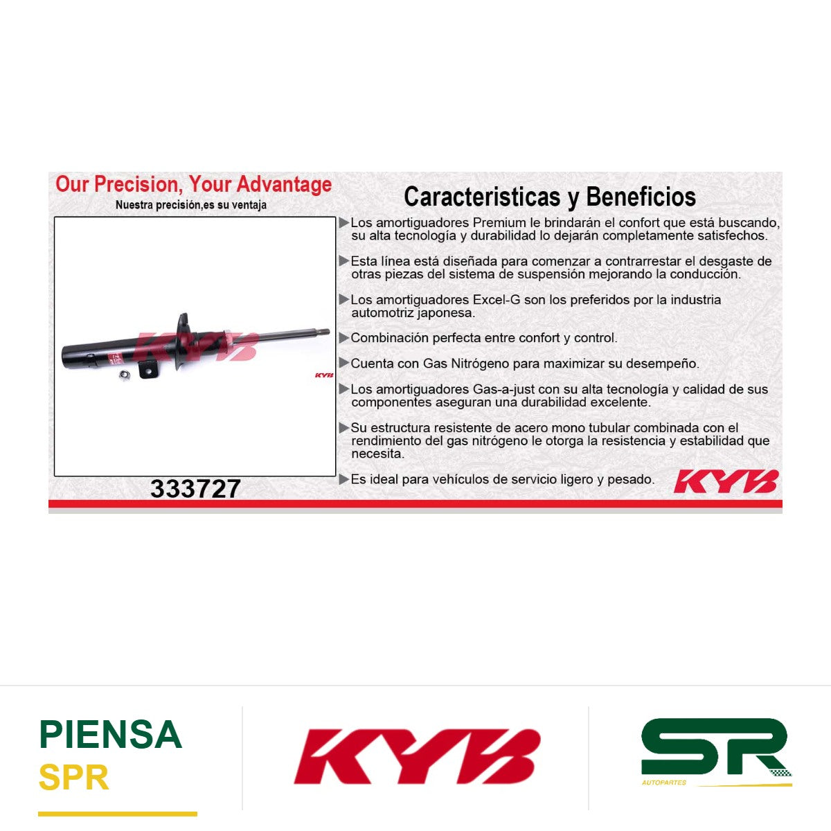 AMORTIGUADOR DELANTERO DERECHO GAS EXCEL-G PEUGEOT 406 (1999-2005). KYB