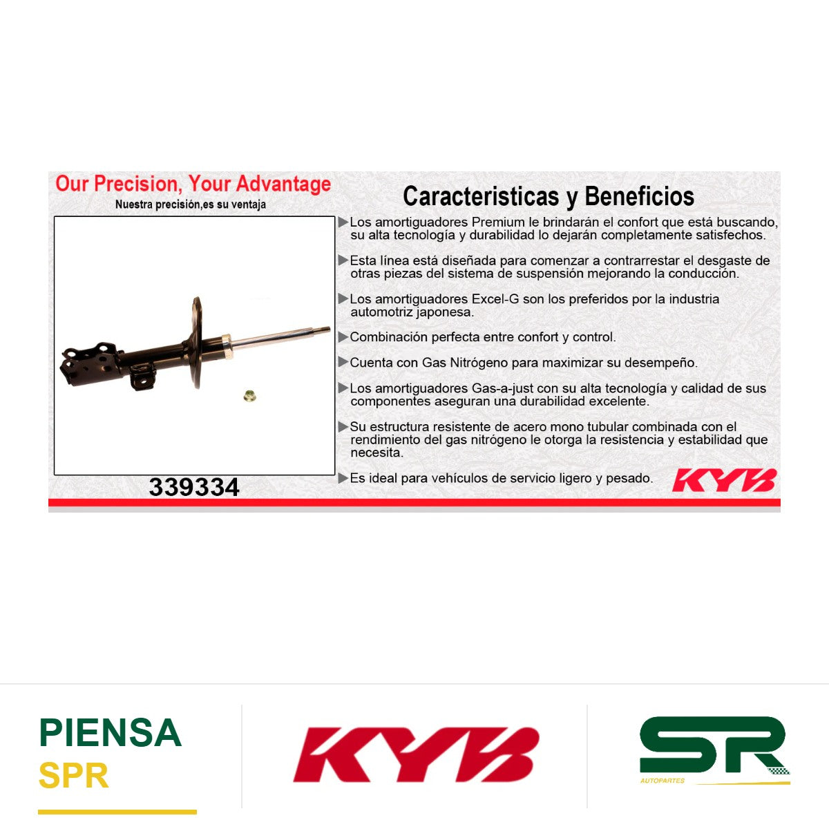 AMORTIGUADOR DELANTERO DERECHO GAS EXCEL-G TOYOTA RAV-4 L4 2.5 (2013-2015). KYB