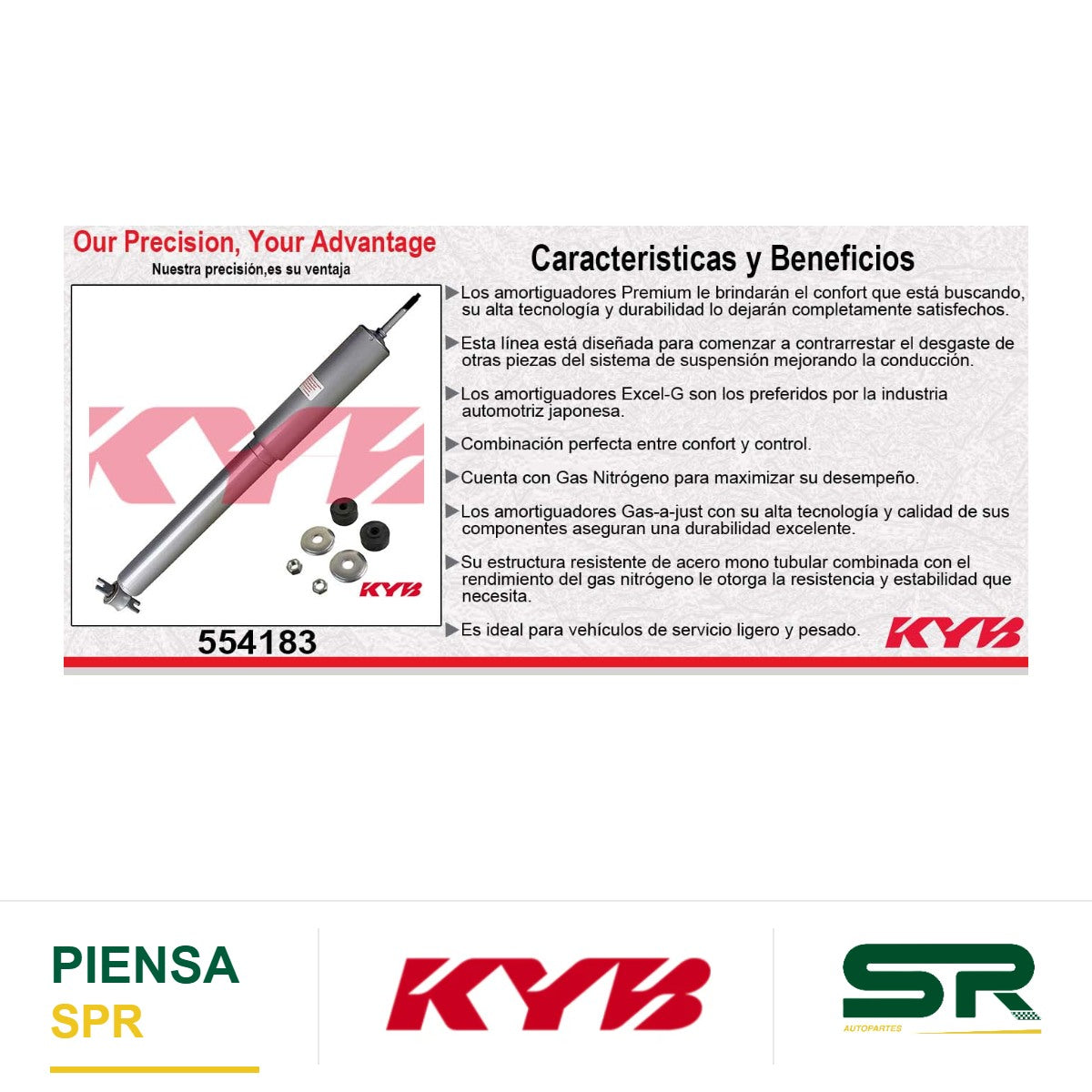 AMORTIGUADOR DELANTERO GAS-A-JUST JEEP CHEROKEE 4X2 4X4 (1991-2001) - COMANCHE (1985-1992). KYB