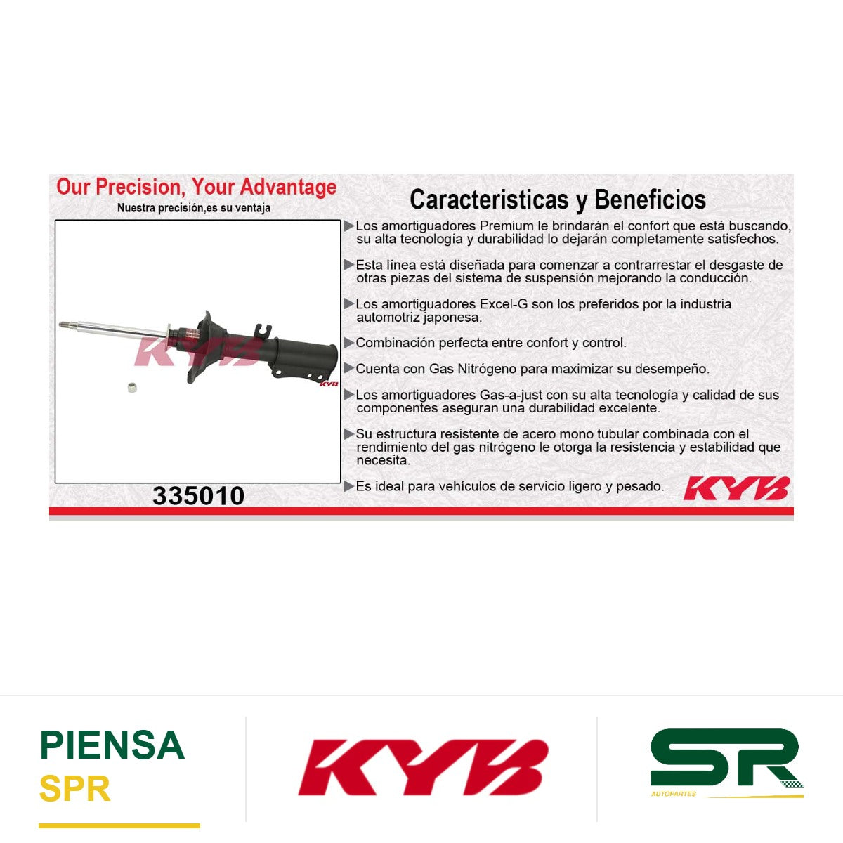 AMORTIGUADOR DELANTERO IZQUIERDO GAS EXCEL-G MAZDA. MPV 2WD (1989-1998) KYB