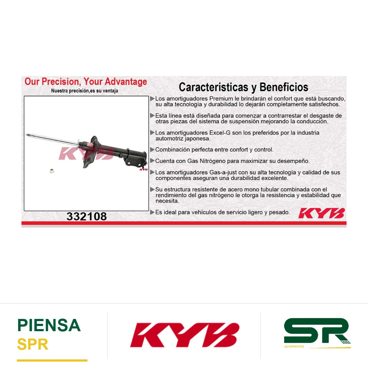 AMORTIGUADOR TRASERO DERECHO GAS EXCEL-G HYUNDAI. VERNA (2000-2005) - ACCENT (2000-2002) KYB