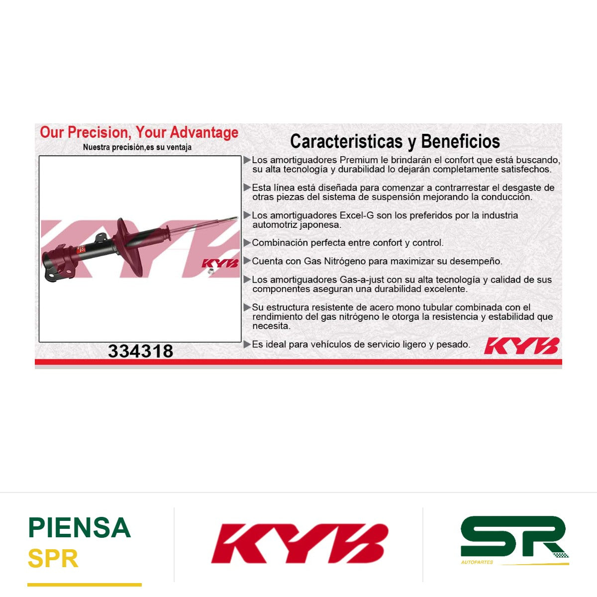 AMORTIGUADOR DELANTERO IZQUIERDO GAS EXCEL-G HONDA ODYSSEY (1999-2004). KYB