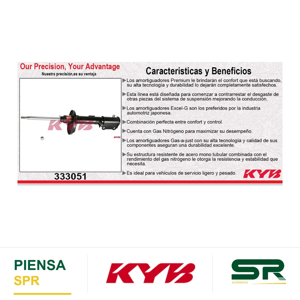AMORTIGUADOR TRASERO DERECHO GAS EXCEL-G TOYOTA COROLLA (1988-1992) KYB