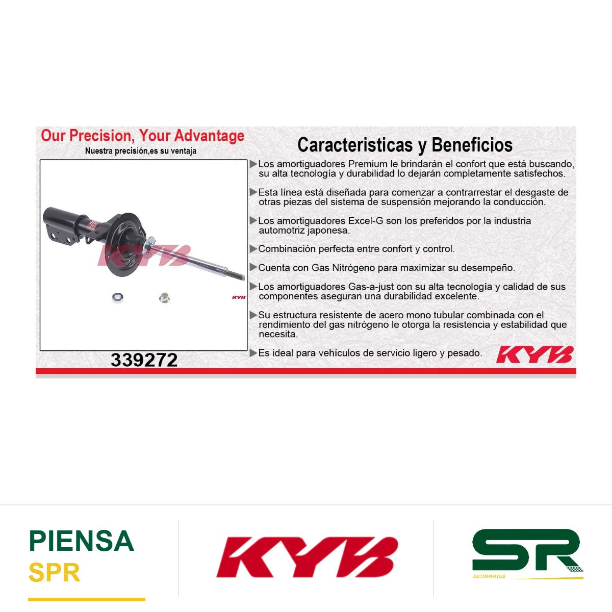 AMORTIGUADOR DELANTERO GAS EXCEL-G GMC. ACADIA (2007-2012) - BUICK. ENCLAVE (2008-2012) - CHEV. TRAVERSE (2009-2012) - SATURN. OUTLOOK (2007-2010) KYB
