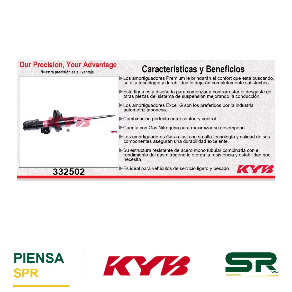 AMORTIGUADOR DELANTERO DERECHO GAS EXCEL-G DODGE I10 (2012-2016). KYB