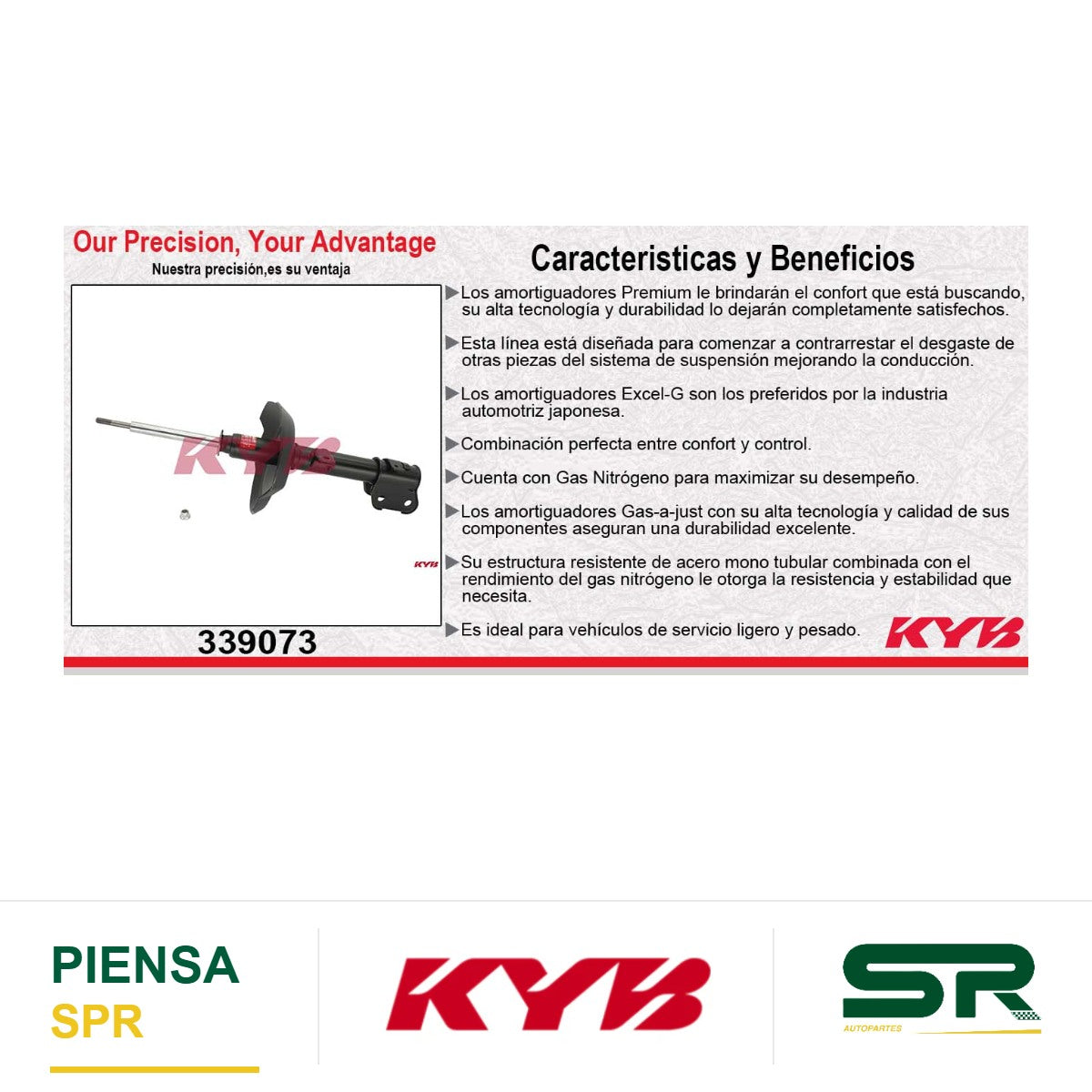 AMORTIGUADOR DELANTERO IZQUIERDO GAS EXCEL-G ACURA MDX V6 3.5 (2003-2006). 1209017 KYB