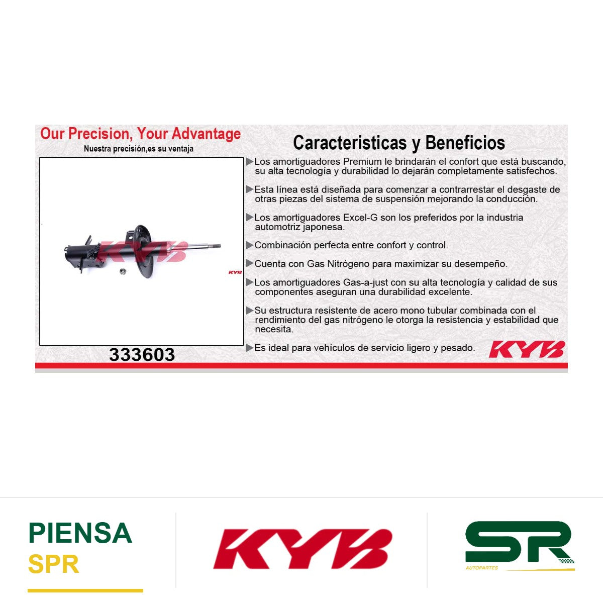 AMORTIGUADOR DELANTERO IZQUIERDO GAS EXCEL-G NISSAN SENTRA EXC. MODELO SE-R SPEC V (2007-2010) KYB
