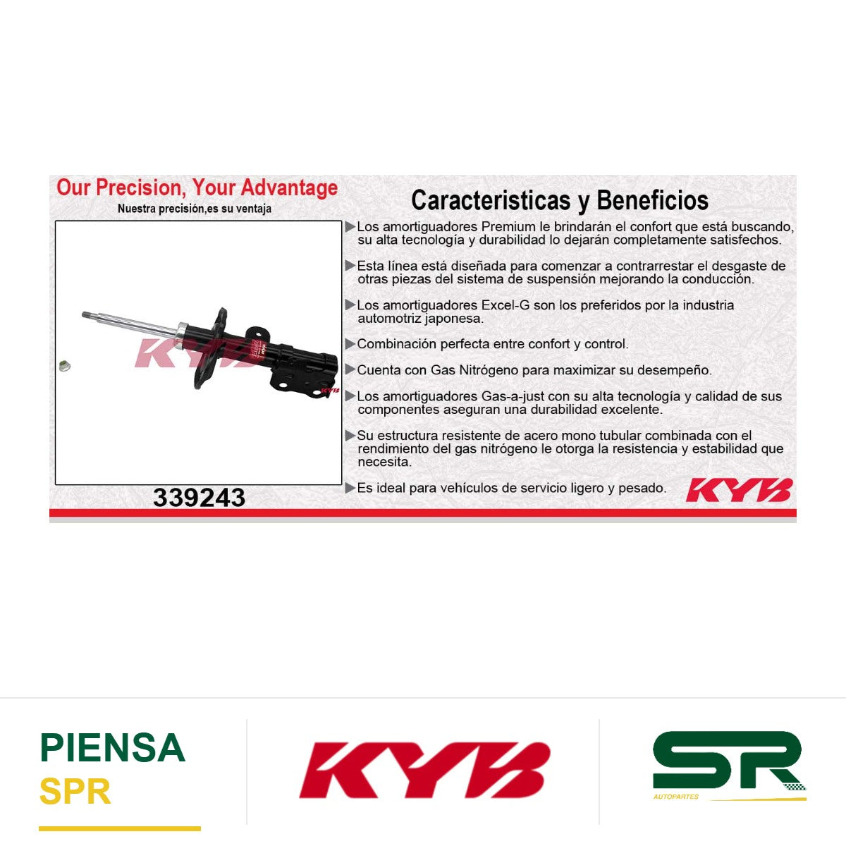 AMORTIGUADOR DELANTERO IZQUIERDO GAS EXCEL-G TOYOTA PRIUS (2010-2017). KYB