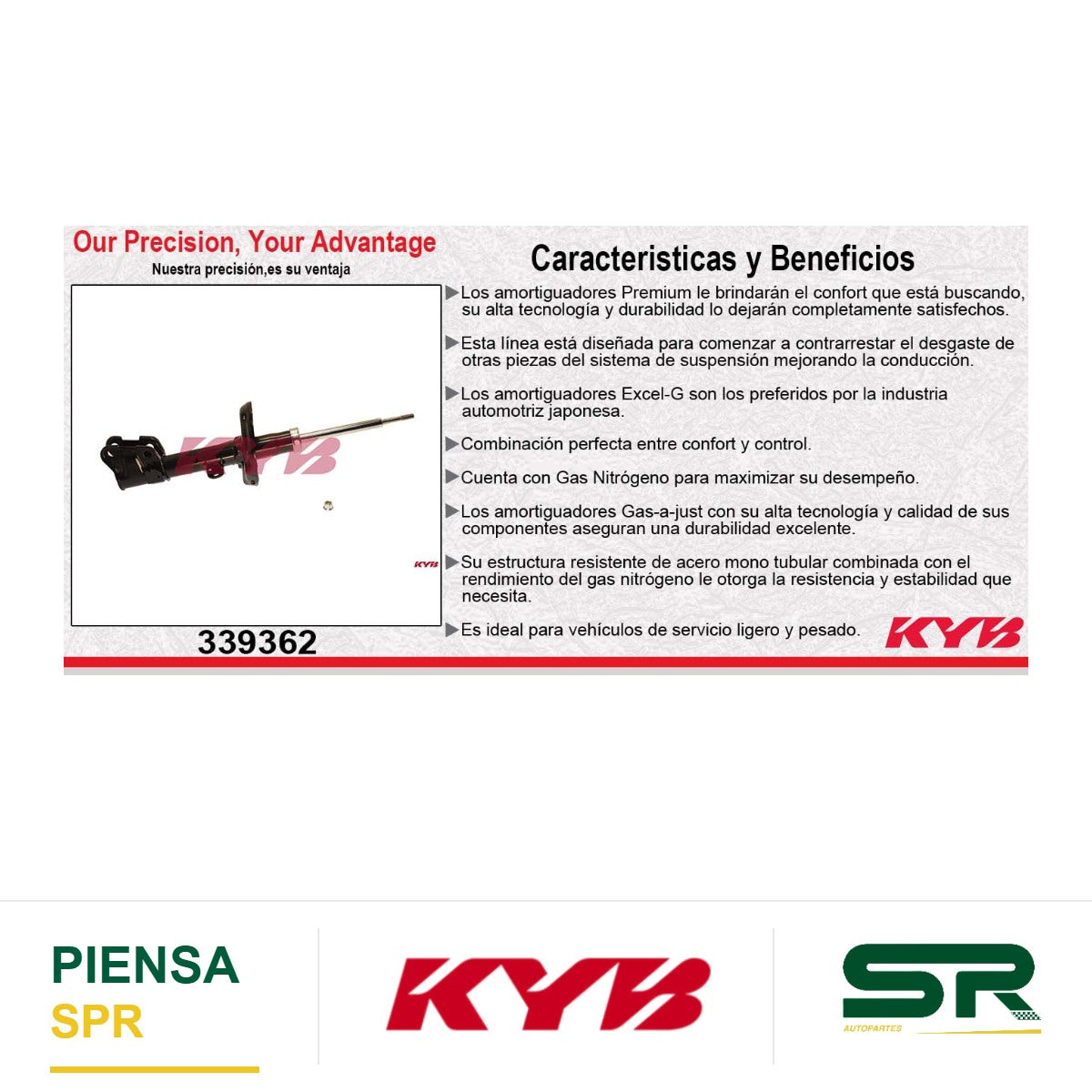 AMORTIGUADOR DELANTERO IZQUIERDO GAS EXCEL-G HONDA PILOT (2009-2015). 5009033 KYB