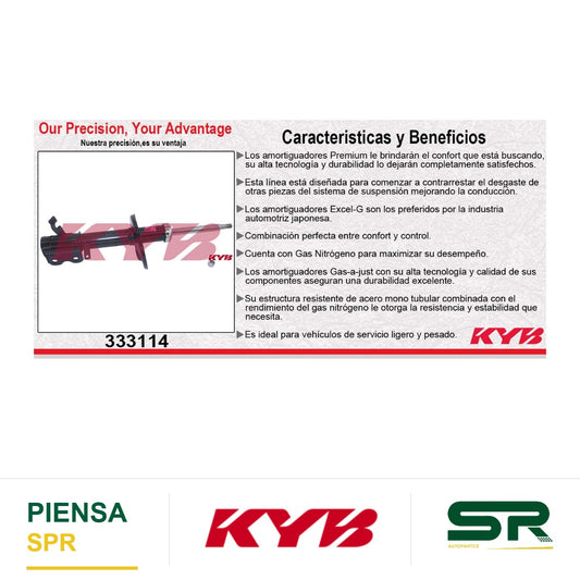 AMORTIGUADOR DELANTERO DERECHO GAS EXCEL-G TOYOTA COROLLA (1993-2002) - GEO PRIZM (1993-1997) KYB