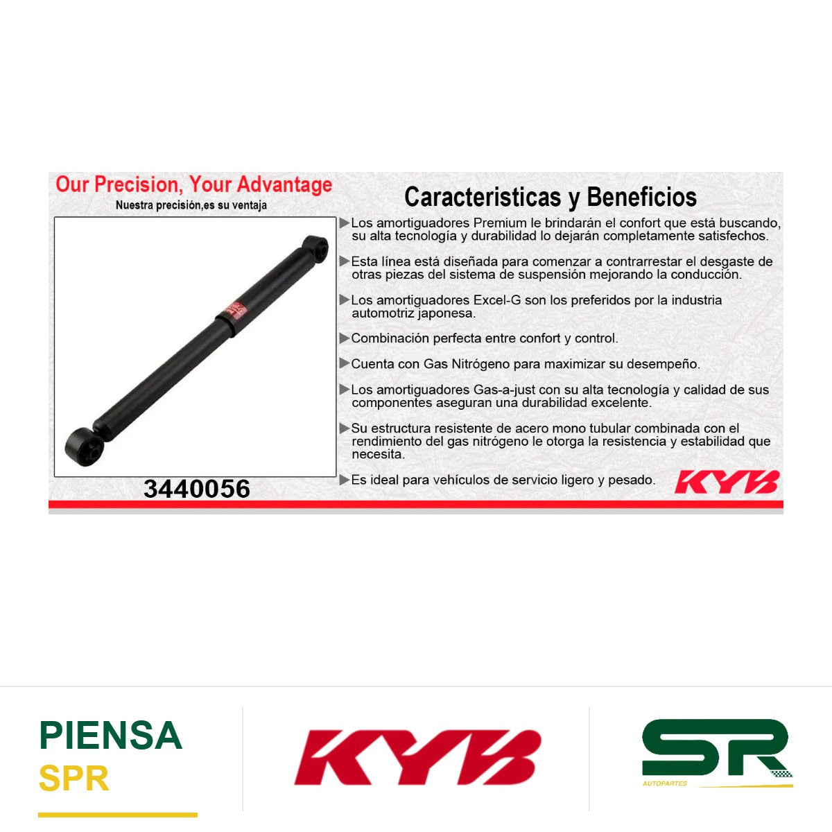 AMORTIGUADOR TRASERO GAS EXCEL-G TOYOTA HILUX 2.7 CABINA SENCILLA (2016-2017). KYB