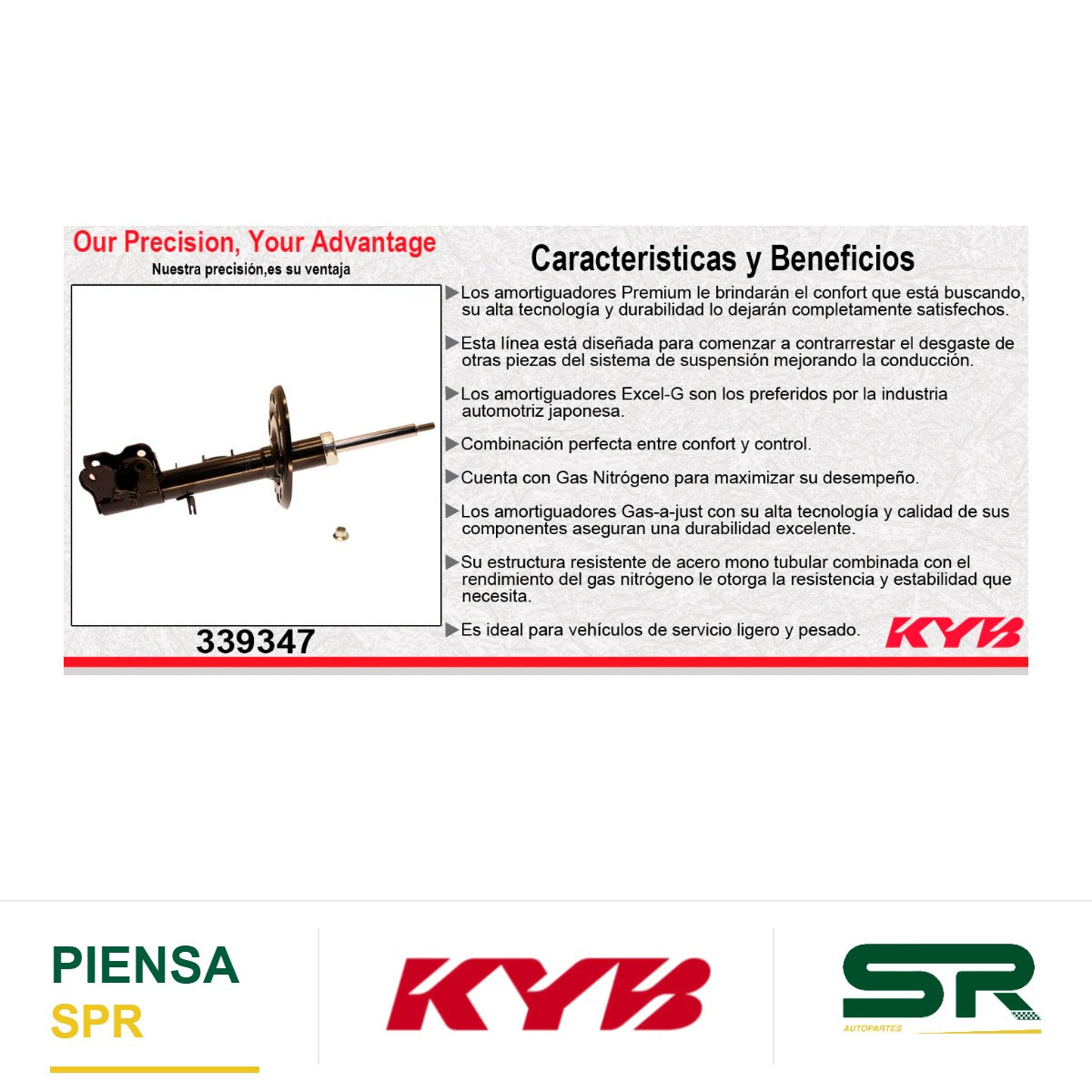 AMORTIGUADOR DELANTERO DERECHO GAS EXCEL-G NISSAN PATHFINDER TODOS (2013-2021) - MURANO (2015-2020) - INFINITI JX35 (13) - QX60 (2014-2020) KYB