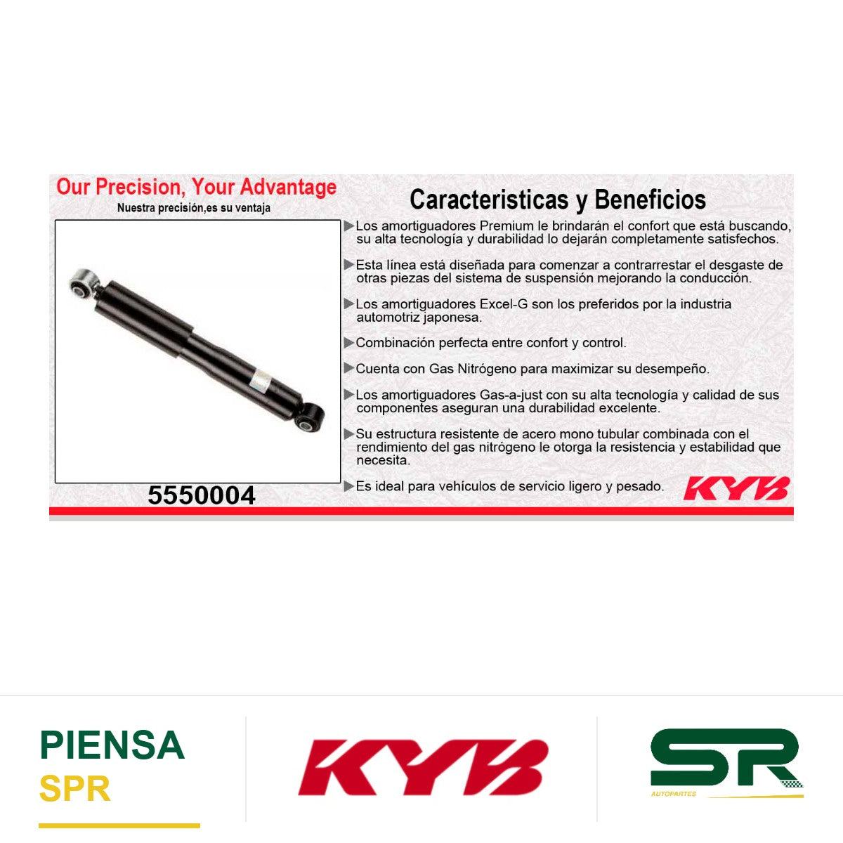 AMORTIGUADOR TRASERO GAS-A-JUST PEUGEOT MANAGER V6 3.0 TURBODIESEL (2009-2012). KYB