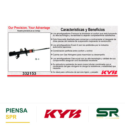 AMORTIGUADOR DELANTERO IZQUIERDO GAS EXCEL-G NISSAN MARCH (2016-2020) - NOTE (2014-2019) - VERSA (2012-2019). KYB