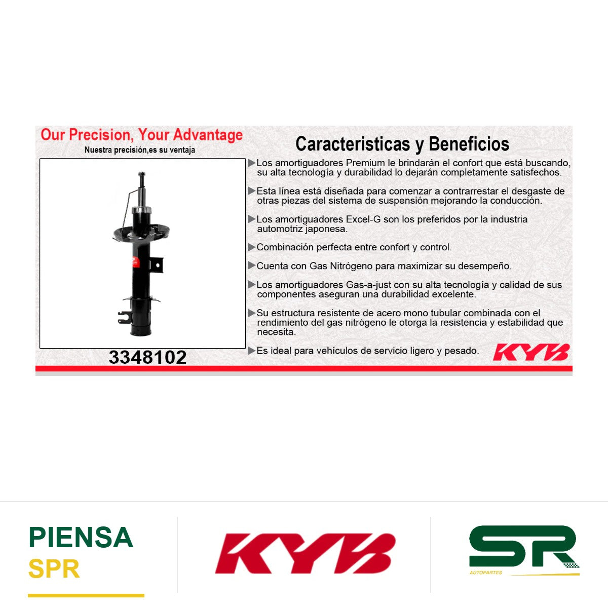AMORTIGUADOR DELANTERO DERECHO GAS EXCEL-G FIAT 500 MEXICO (2014-2019). KYB