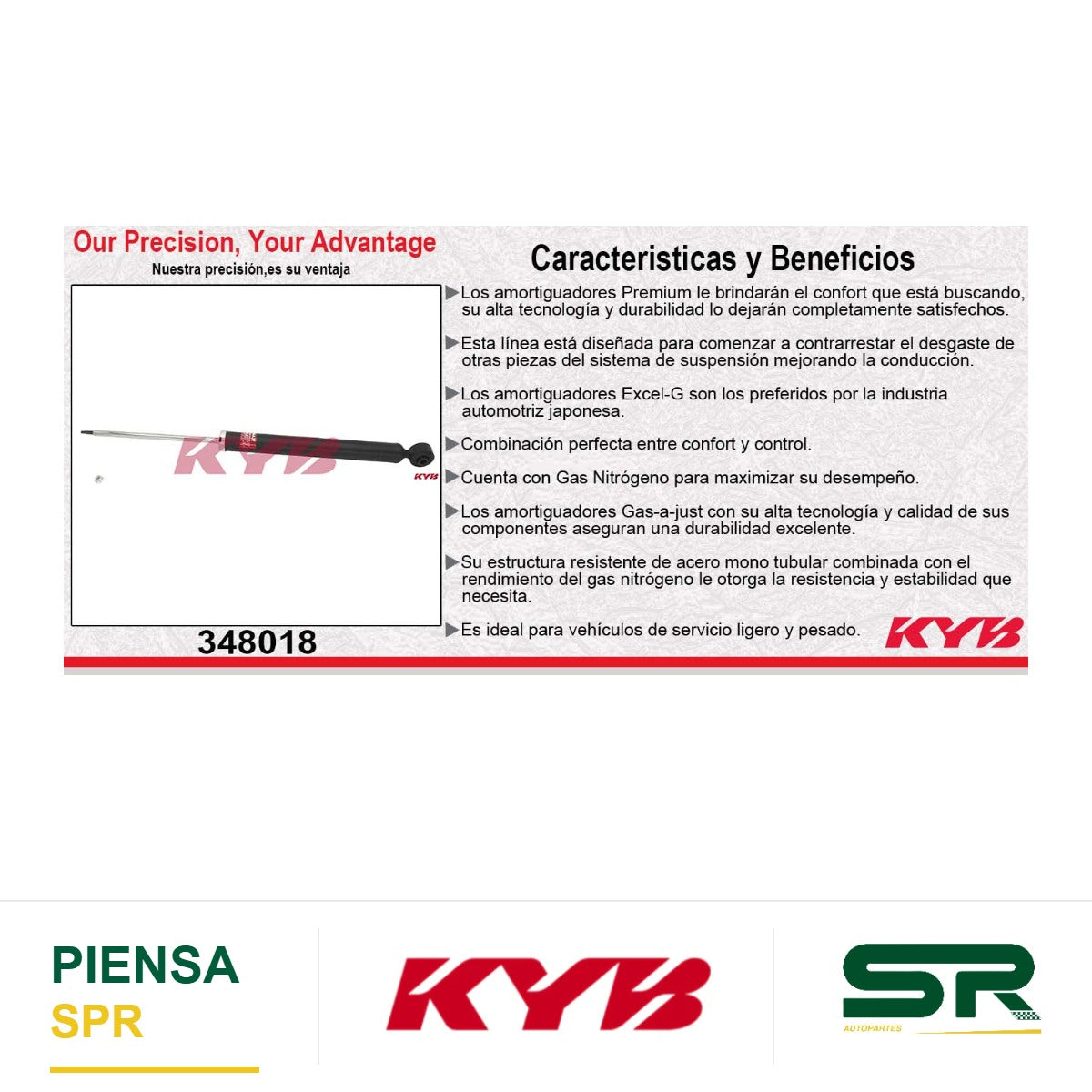 AMORTIGUADOR TRASERO GAS EXCEL-G FORD FIESTA 1.6 (2011-2019) - FIGO 1.5 (2015-2020) - MAZDA 2 (2011-2015). KYB