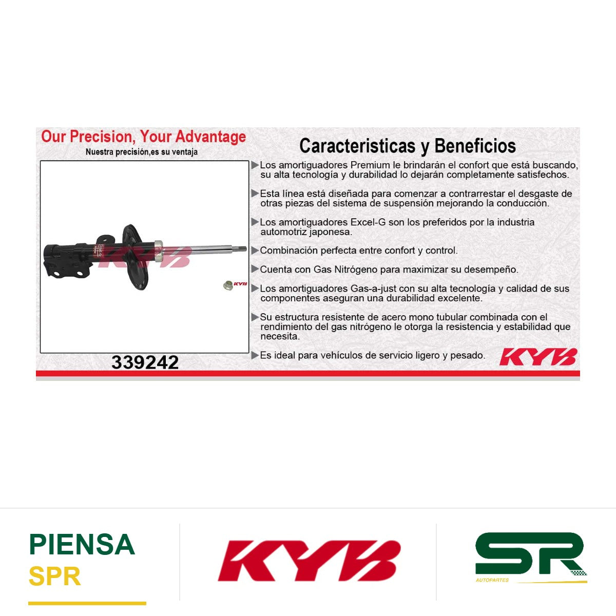 AMORTIGUADOR DELANTERO DERECHO GAS EXCEL-G TOYOTA PRIUS (2010-2017). KYB
