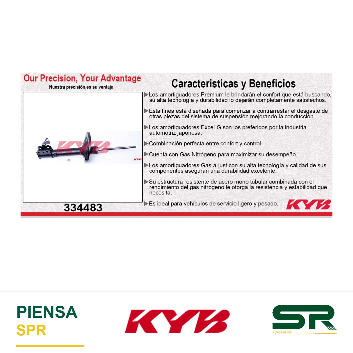 AMORTIGUADOR DELANTERO IZQUIERDO GAS EXCEL-G TOYOTA RAV4 W / SEALED (1998-2000) KYB