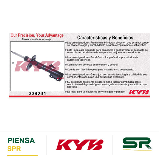 AMORTIGUADOR DELANTERO IZQUIERDO GAS EXCEL-G TOYOTA HIGHLANDER (2008-2010). KYB