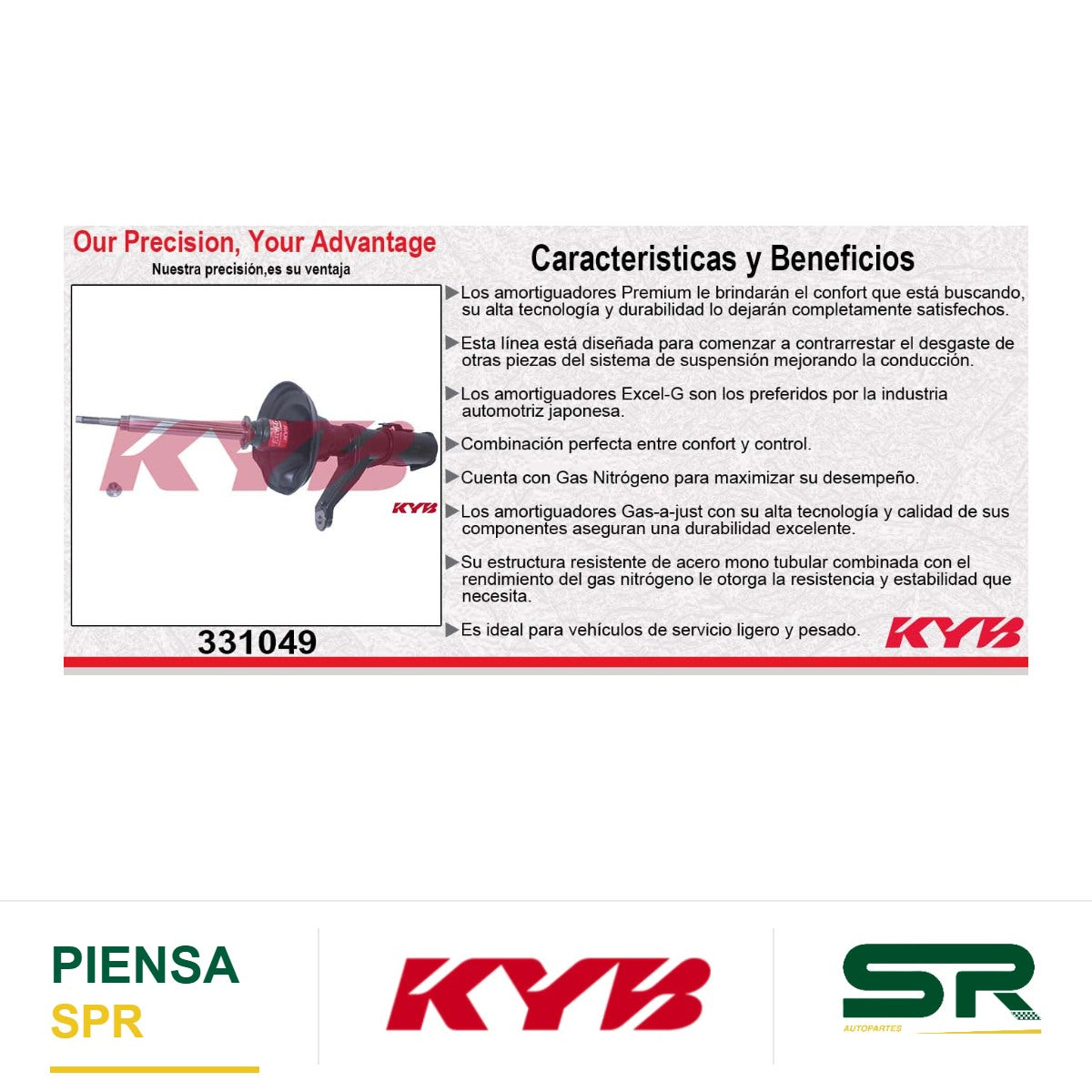AMORTIGUADOR DELANTERO IZQUIERDO GAS EXCEL-G HONDA CR-V (2002-2006). KYB
