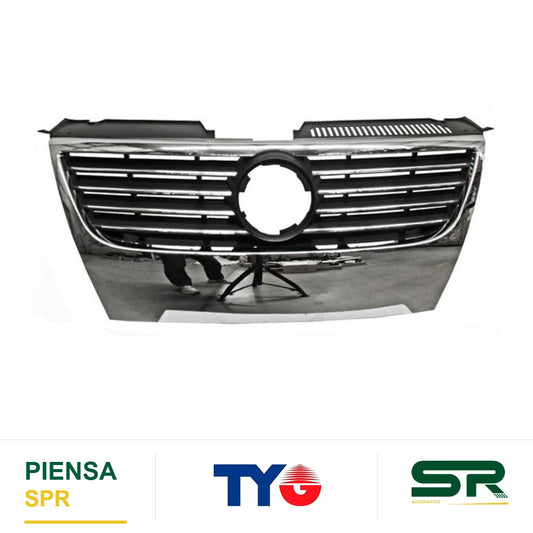 PARRILLA SIN HOYO PARA SENSOR CON MARCO VOLKSWAGEN PASSAT 2006-2011 FILOS CROMADOS TYG