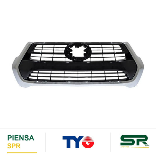 PARRILLA CON MOLDURA CROMADA NEGRA TOYOTA HILUX 2021-2025 LISA 723M TYG