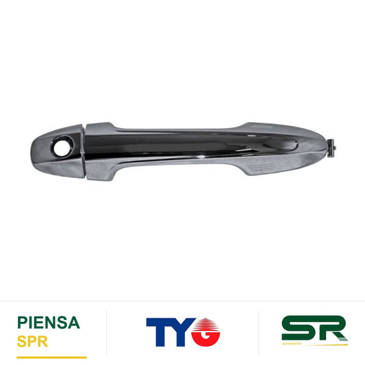 MANIJA EXTERIOR DELANTERA IZQUIERDA CON HOYO CROMADA PLÁSTICO TOYOTA HILUX 2016-2025 S / SENS P / LLAVE TYG