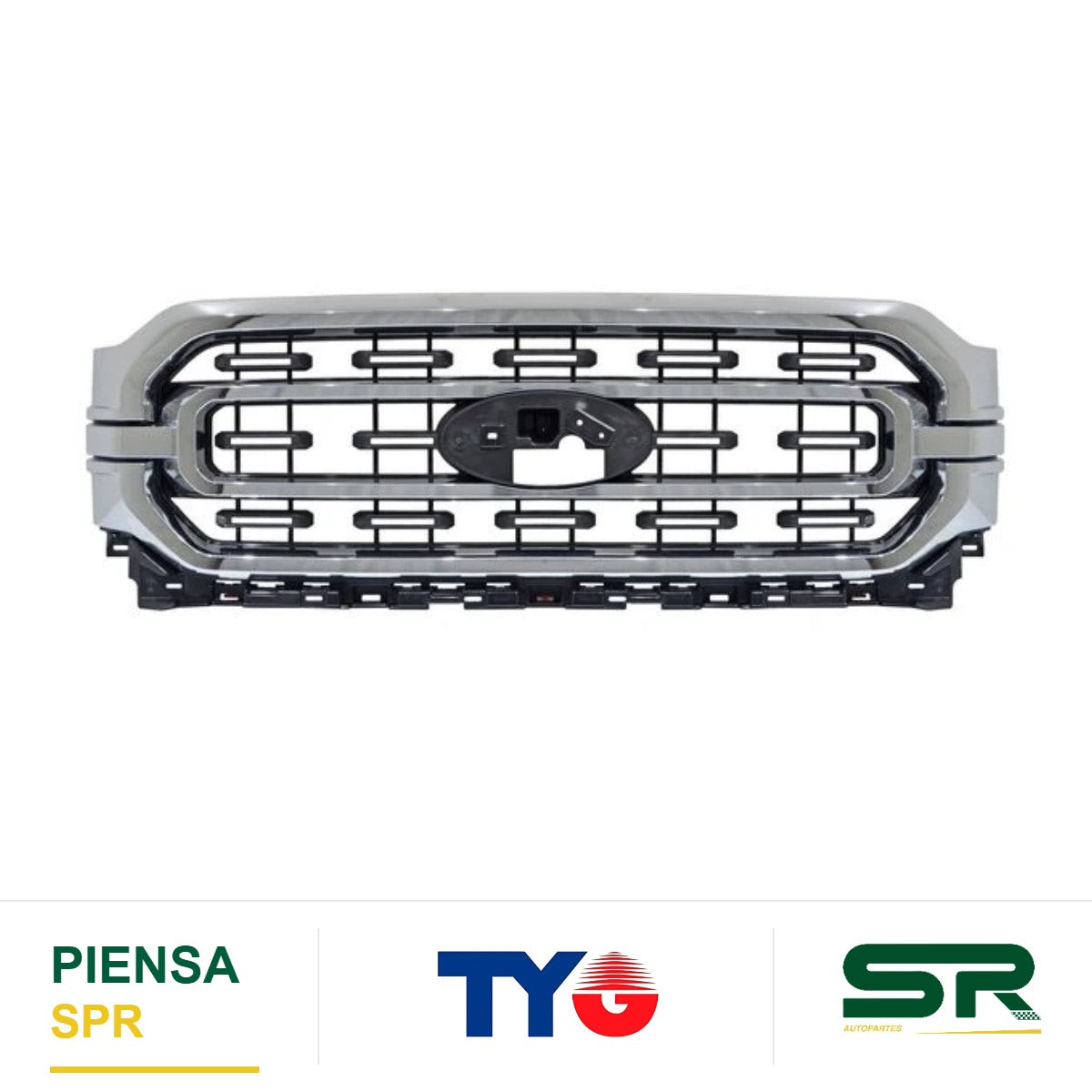 PARRILLA CENTRAL CON MOLDURA CROMADA FORD PU 2021-2023 TYG