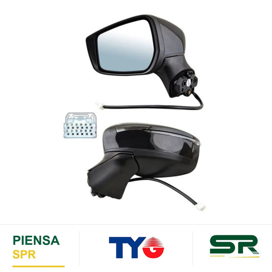 ESPEJO IZQUIERDO 5 PINES CON DIRECCIONAL PARA PINTAR ELÉCTRICO NISSAN VERSA 2020-2025 28606 TYG