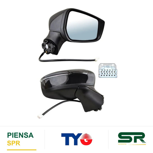 ESPEJO DERECHO 5 PINES CON DIRECCIONAL PARA PINTAR ELÉCTRICO NISSAN VERSA 2020-2025 28606 TYG