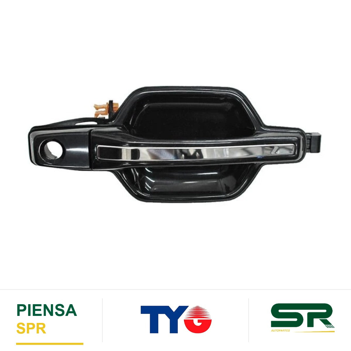 MANIJA EXTERIOR DELANTERA DERECHA CON HOYO NEGRA CROMADA PLÁSTICO MITSUBISHI MONTERO 2007-2015 / PARA LLAVE TYG