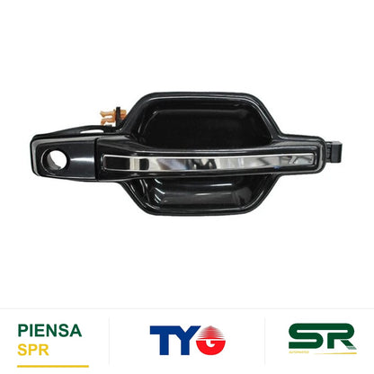 MANIJA EXTERIOR DELANTERA DERECHA CON HOYO NEGRA CROMADA PLÁSTICO MITSUBISHI MONTERO 2007-2015 / PARA LLAVE TYG