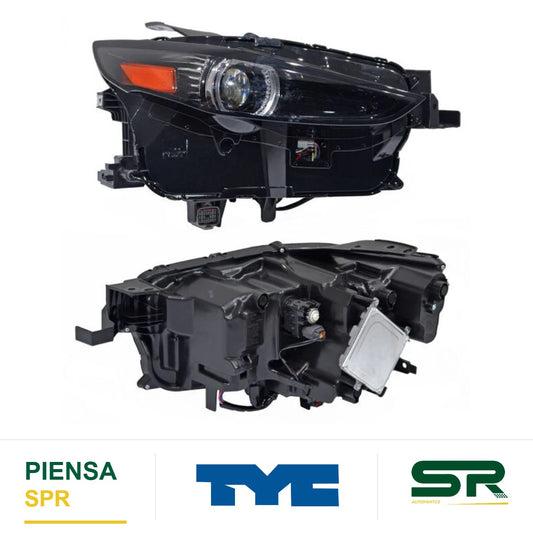 FARO DERECHO LED NEGRO MAZDA F/ C/ LUPA LUZ DIA CON MOTOR 2020-2024 TYC