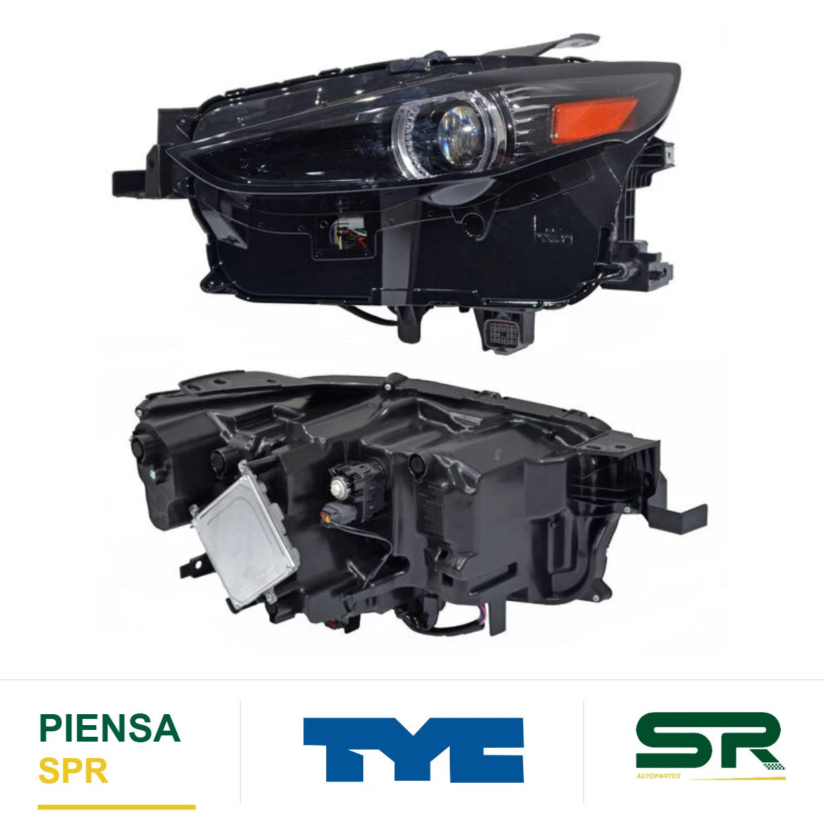 FARO IZQUIERDO CON MOTOR NEGRO LED MAZDA F/ CON LUPA LUZ DIA 2020-2024 TYC