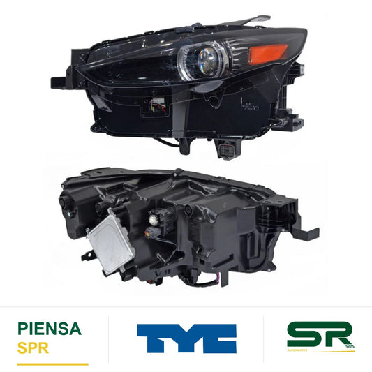 FARO IZQUIERDO LED NEGRO MAZDA F/ C/ LUPA LUZ DIA CON MOTOR 2020-2024 TYC