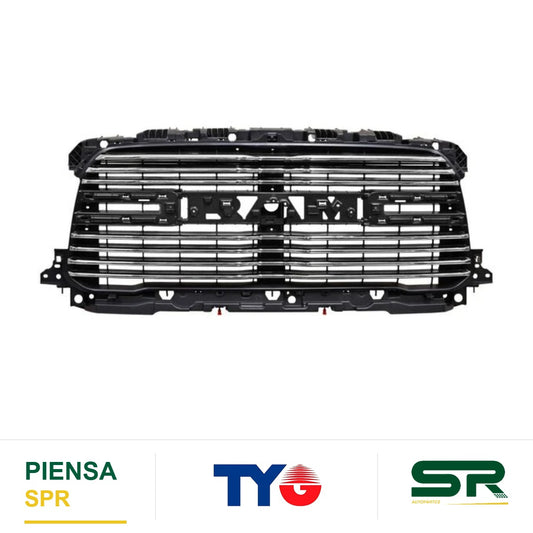PARRILLA CON MOLDURA CROMADA NEGRA DODGE PU 2019-2024 RAM 2500 / 3500 LINEAS TYG