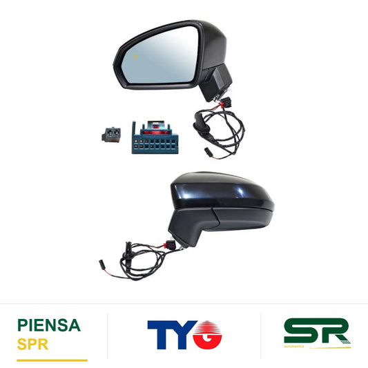 ESPEJO IZQUIERDO CON SENSOR PARA PINTAR ELÉCTRICO VOLKSWAGEN PUNTO CIEGO CON DESEMPAÑANTE TAOS 2021-2026 TYG