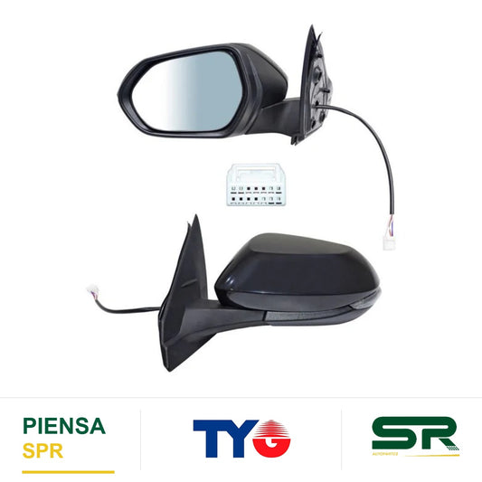 ESPEJO IZQUIERDO 4 PUERTAS CON DIRECCIONAL PARA PINTAR ELÉCTRICO TOYOTA AUTOABATIBLE 7 PINES YARIS 2023-2025 TYG