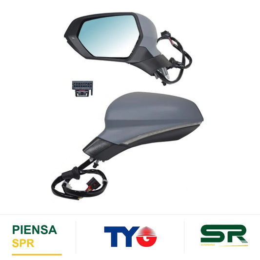 ESPEJO IZQUIERDO CON DIRECCIONAL PARA PINTAR ELÉCTRICO SEAT LUZ INF CON DESEMPAÑANTE 13 PINES LEON 2021-2025 TYG