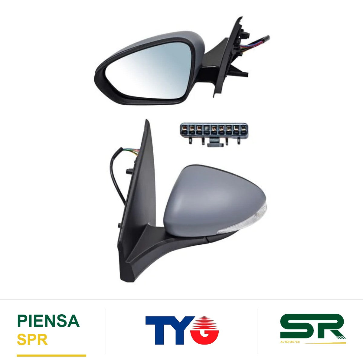 ESPEJO IZQUIERDO ELÉCTRICO PARA PINTAR CON DIRECCIONAL 8 PINES FIAT ARGO 2021-2024 TYG