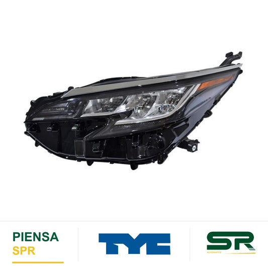 FARO IZQUIERDO CROMADO LED TOYOTA SIENNA 2021-2025 S LE / LXE / HYBRID FILO TYC