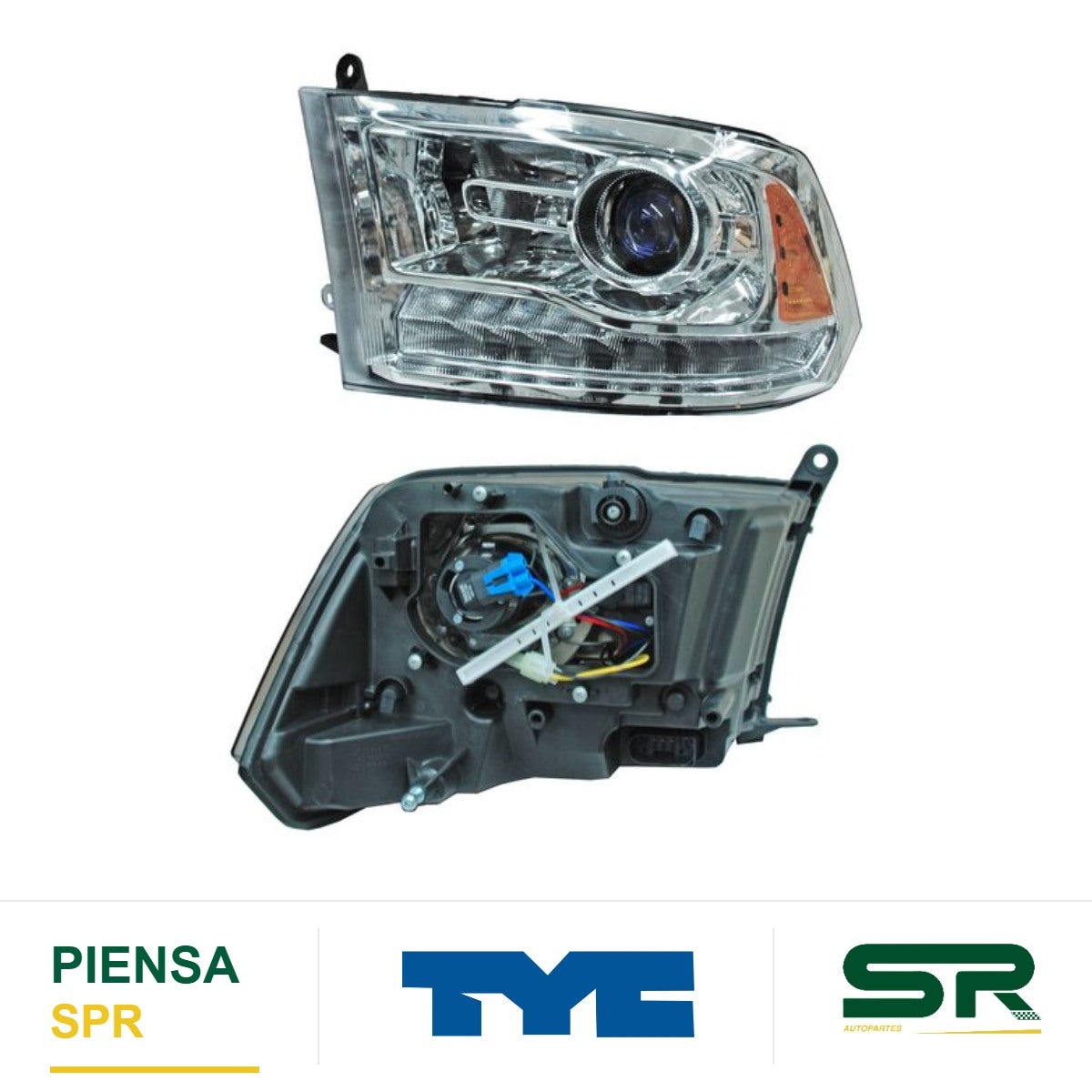 FARO IZQUIERDO CON LUZ DE DÍA FONDO CROMADO LUZ DE DÍA CROMADO DODGE PICKUP 2013-2015 TYC