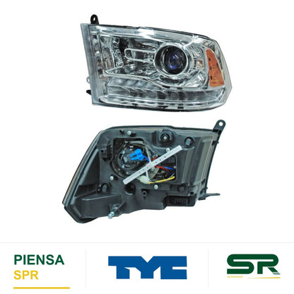FARO IZQUIERDO CON LUZ DE DÍA FONDO CROMADO LUZ DE DÍA CROMADO DODGE PICKUP 2013-2015 TYC
