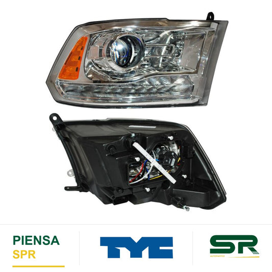 FARO DERECHO FONDO CROMADO DODGE PU C/LUZ DE 2016-2019 TYC