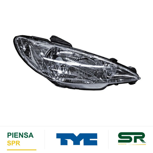 FARO DERECHO AS PEUGEOT 206 2001-2009 LISO UN 28906 TYC