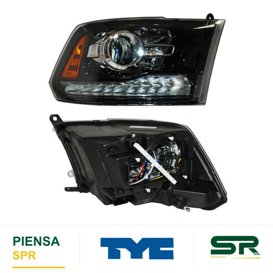 FARO DERECHO CON LUZ DE DÍA FONDO NEGRO DODGE PICKUP 2016-2019 CCC TYC